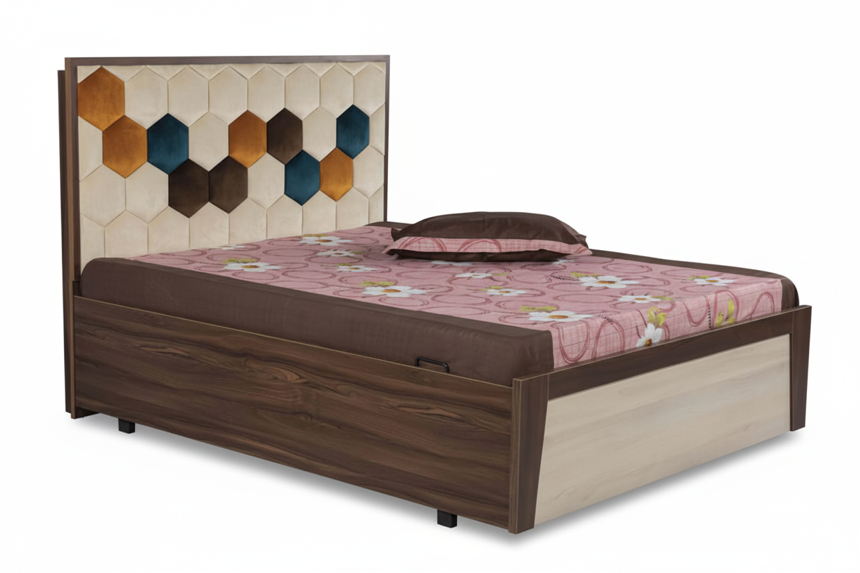 Wooden Double Bed with Metal Frame SMB 751