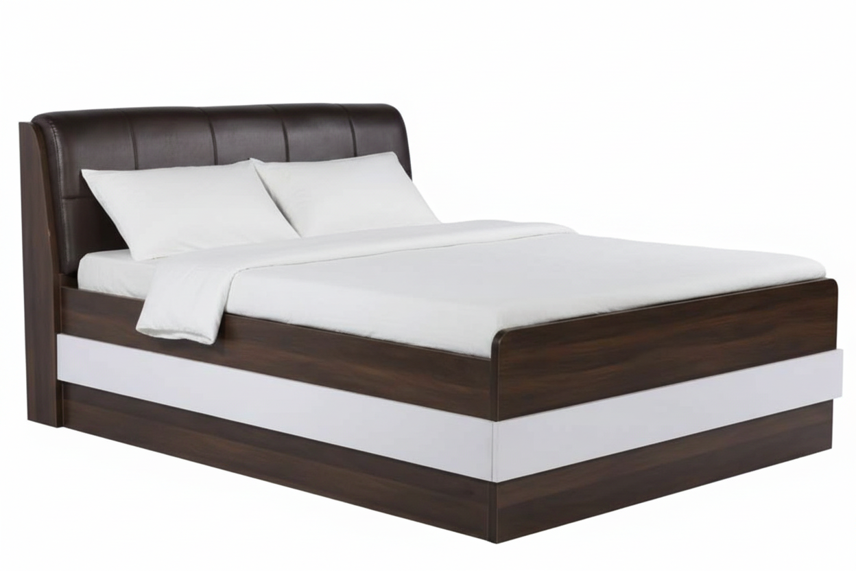 Wooden Double Bed with Metal Frame SMB 755
