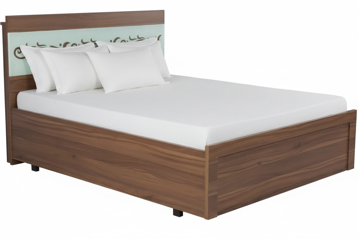 Wooden Double Bed with Metal Frame SMB 756