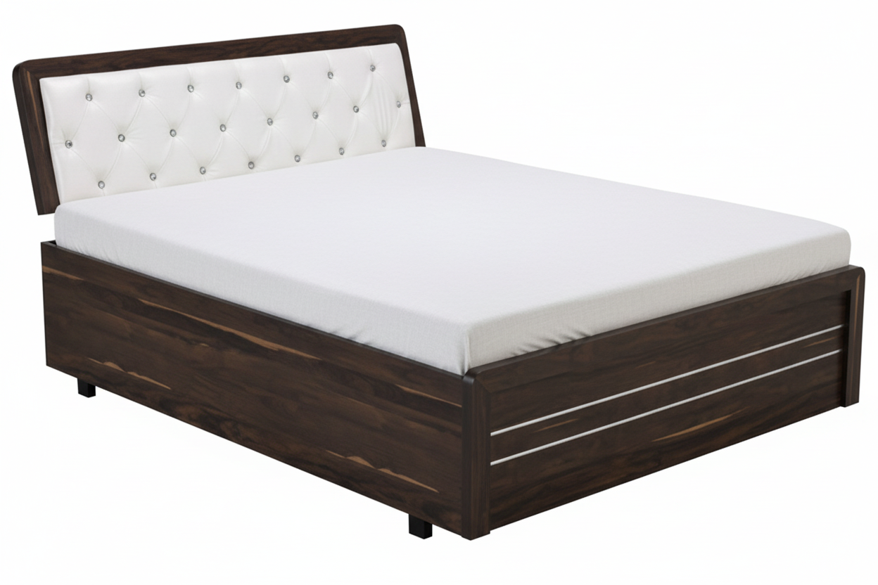 Wooden Double Bed with Metal Frame SMB 195