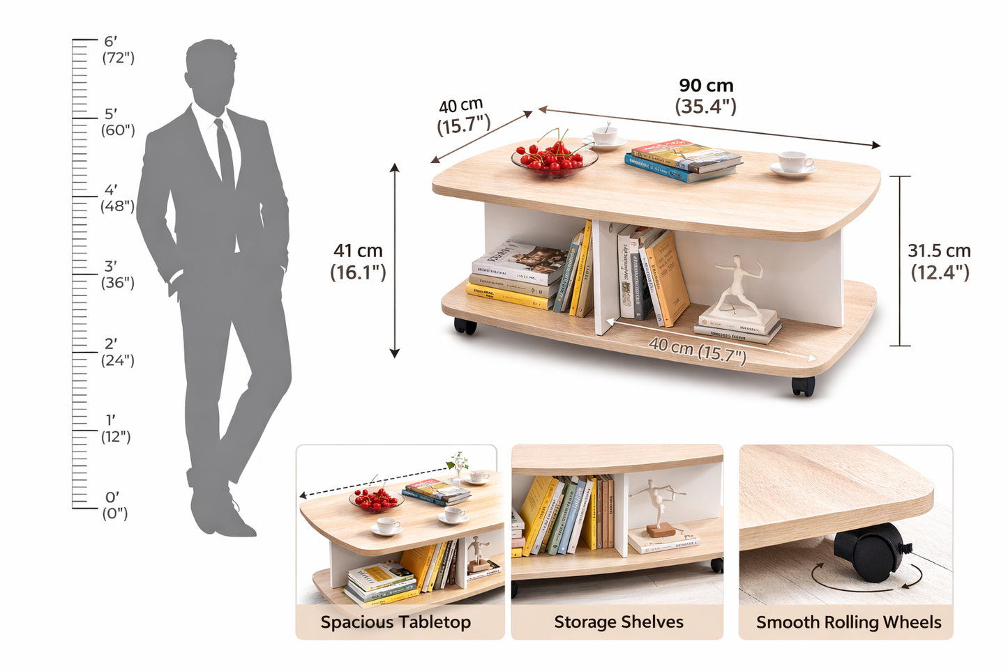 Wooden Coffee Table - Beige SM 98