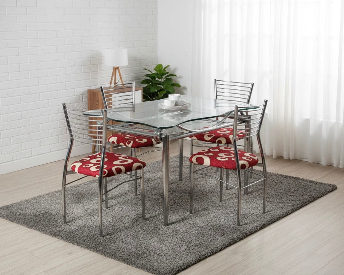 Stainless Steel Dining Table with Glass Top SMT 316 / 80