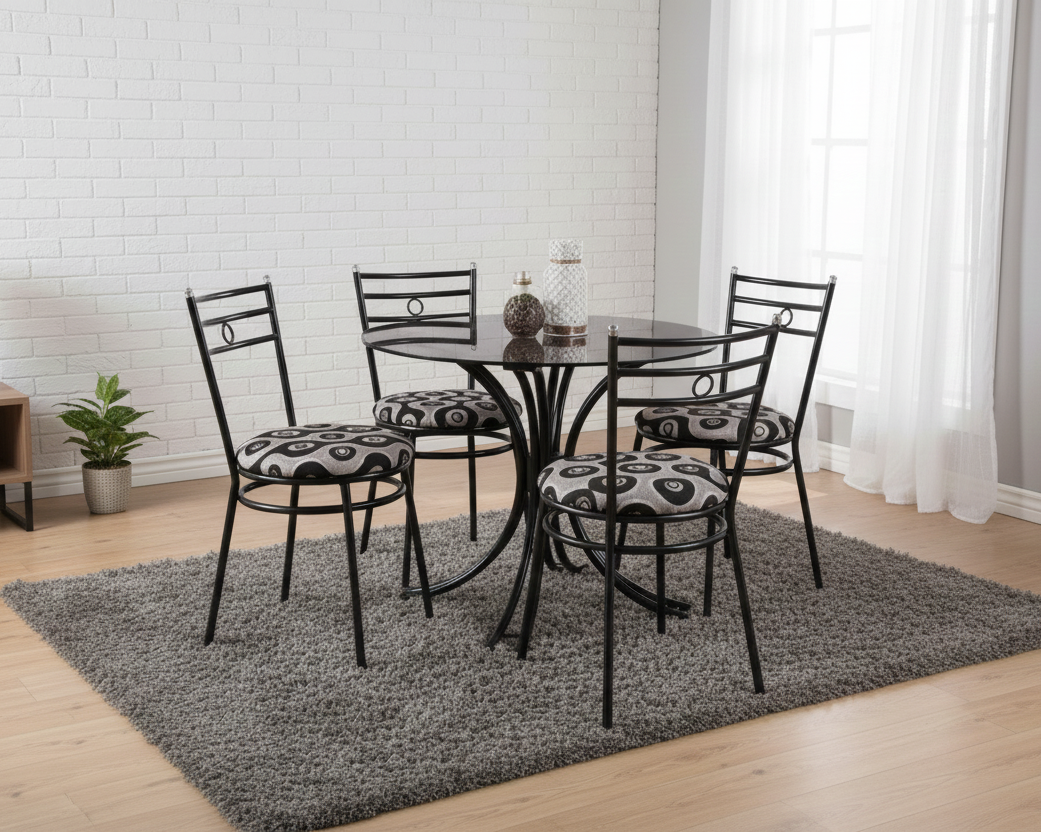 Metal Round Dining Table Set 4 Seater SMT 304