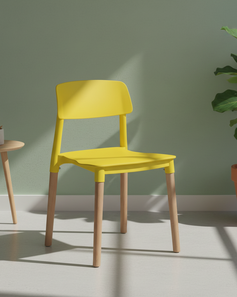 Neon Chair with Wooden Legs