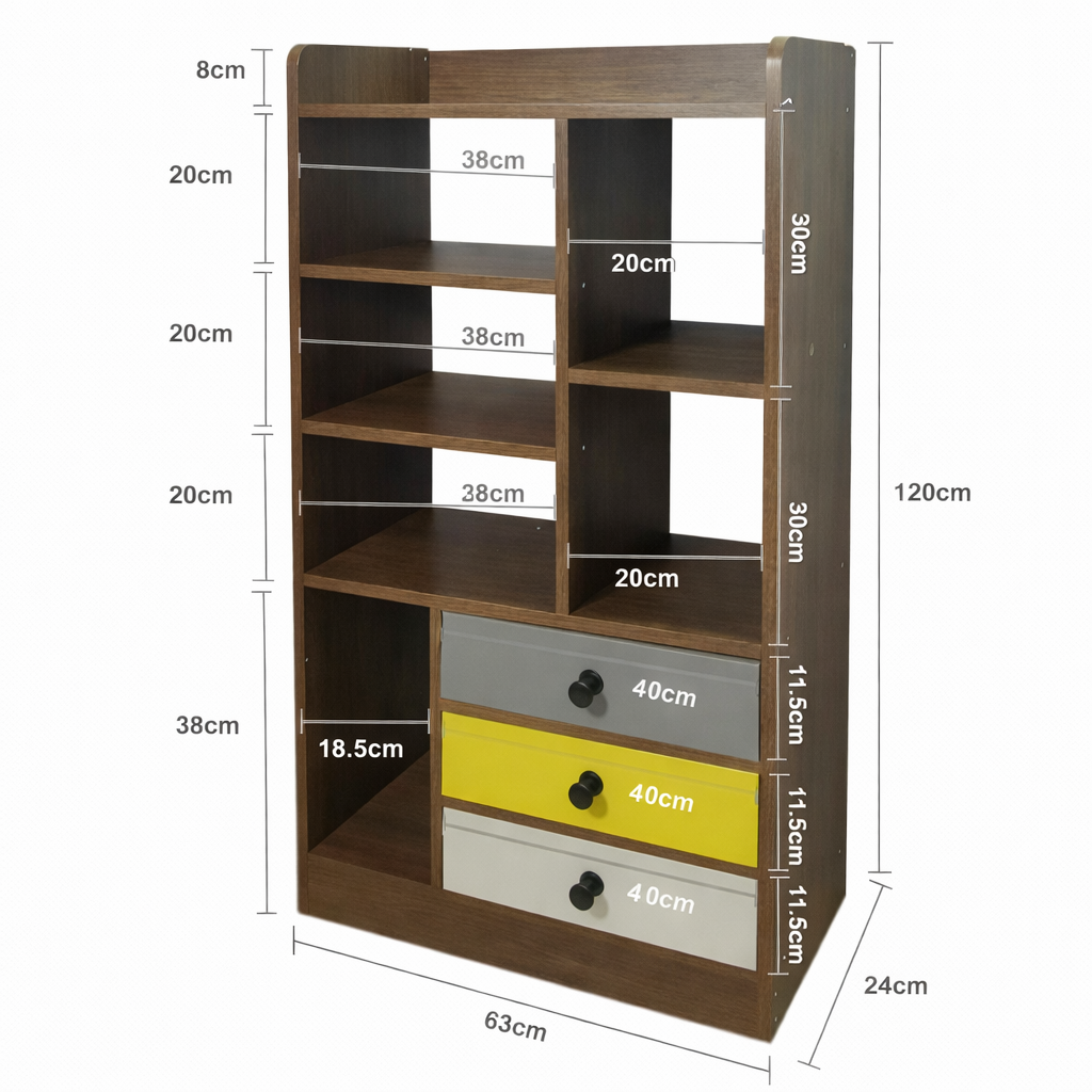 Modern Open Bookcase with Storage Drawers SM 14