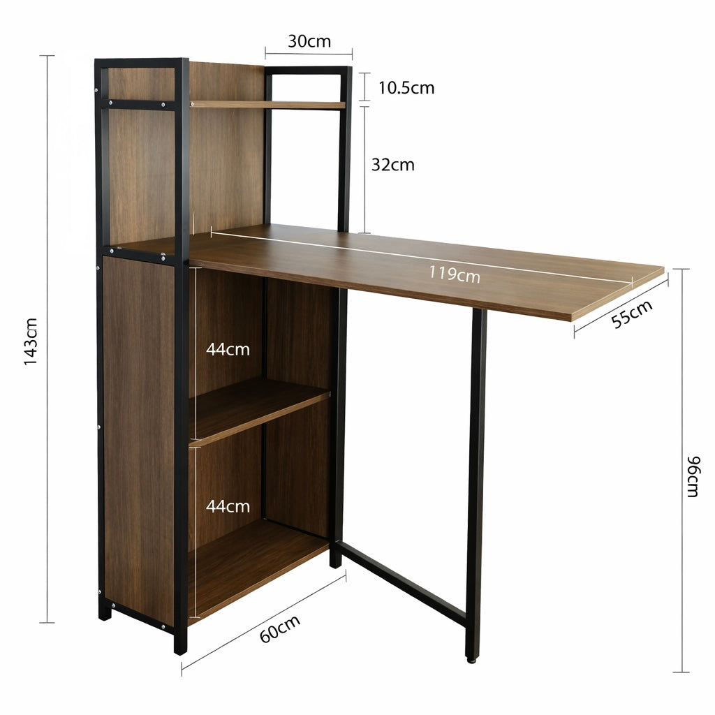 Space-Saving Foldable Dining Table with Storage Shelves SMT 52