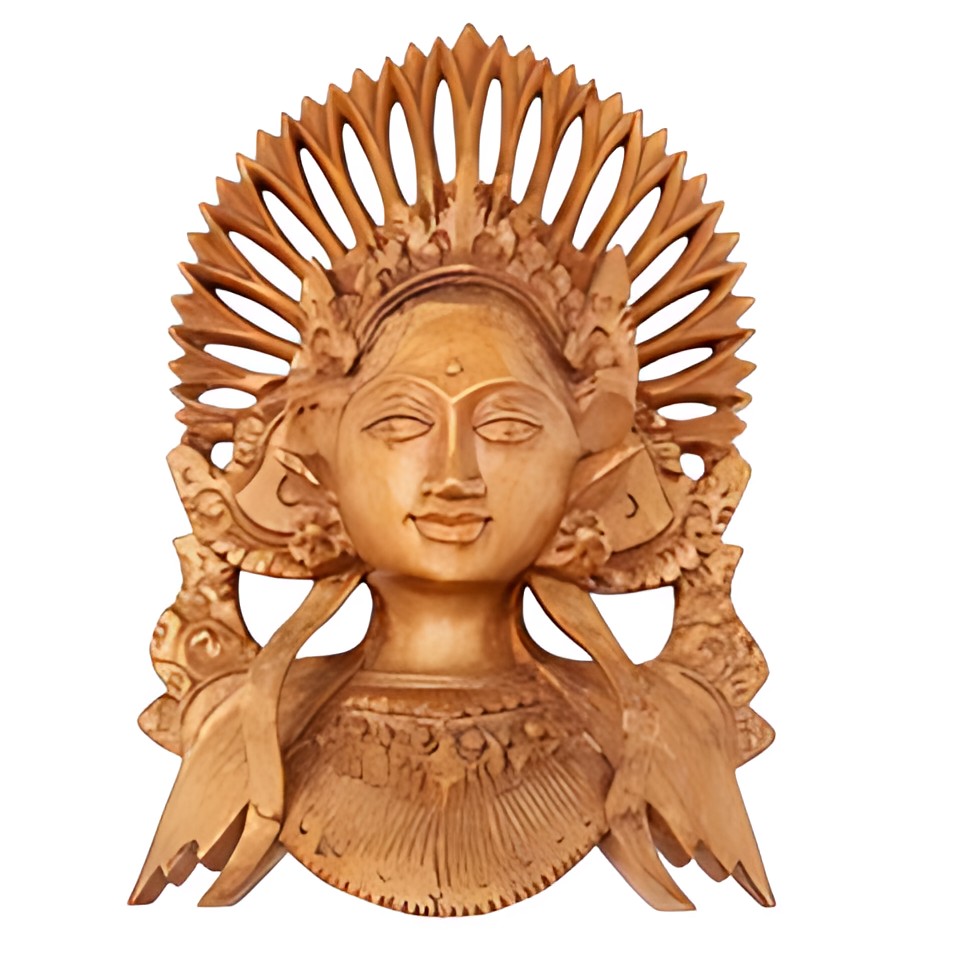Balinese Carved Wood Goddess Bust by Kazuri