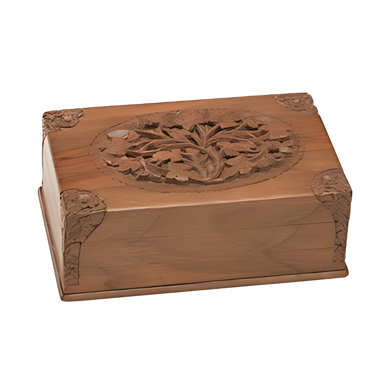 Kashmiri Walnut Wood Box with Carved Lid by Kazuri