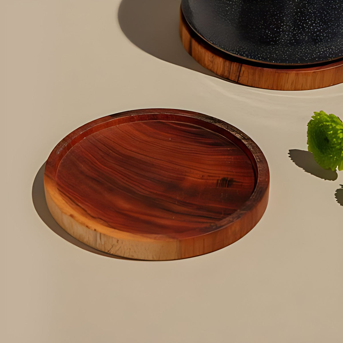 Acacia Wood Round Coasters with Stand (Set of 4) by Kazuri, photo 4 of 4