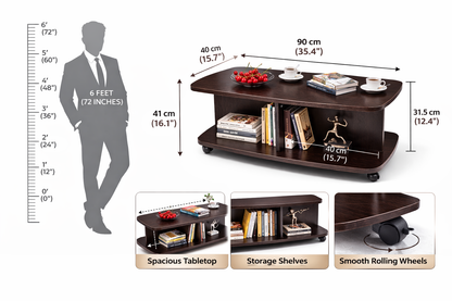 Wooden Coffee Table - Dark Brown SM 98