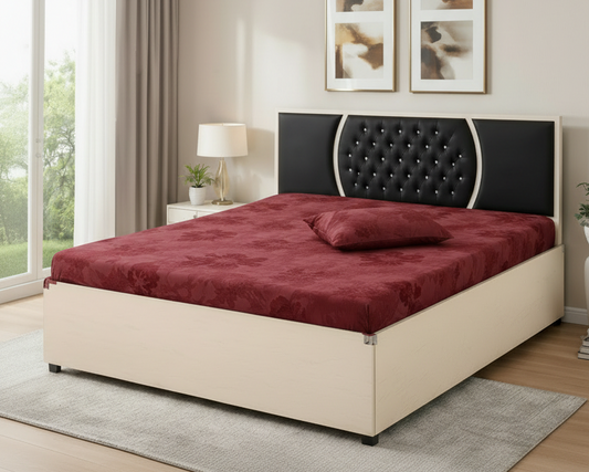 Wooden Double Bed with Metal Frame SMB 189