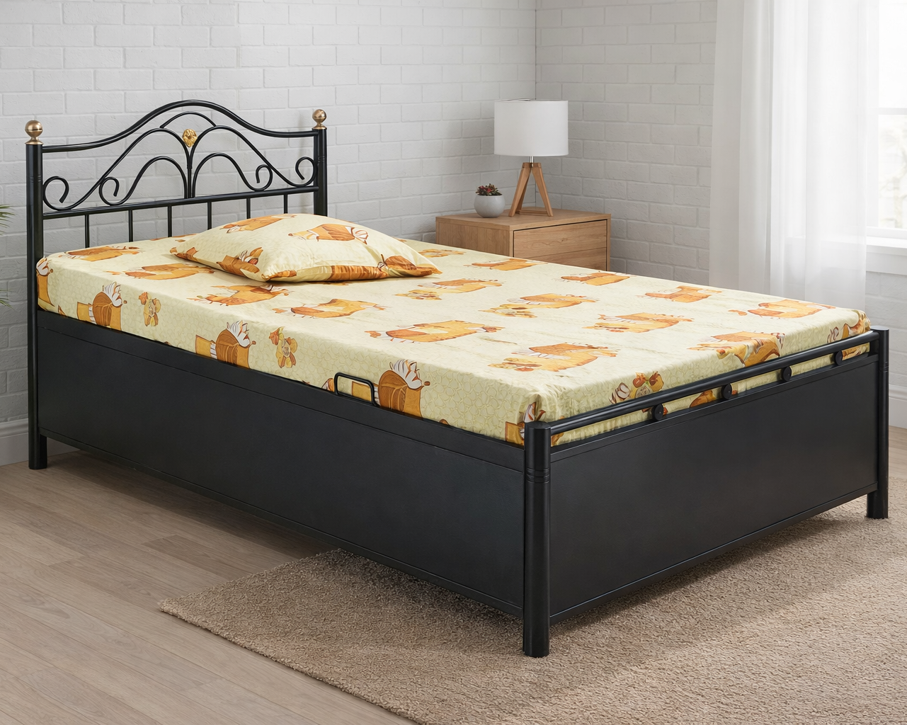 Metal Single Bed with Storage SMB 101