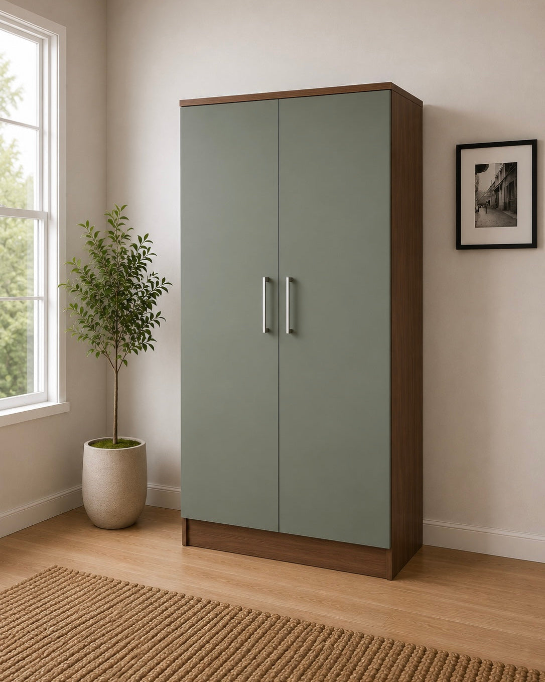Sage Green 2 Door Wardrobe