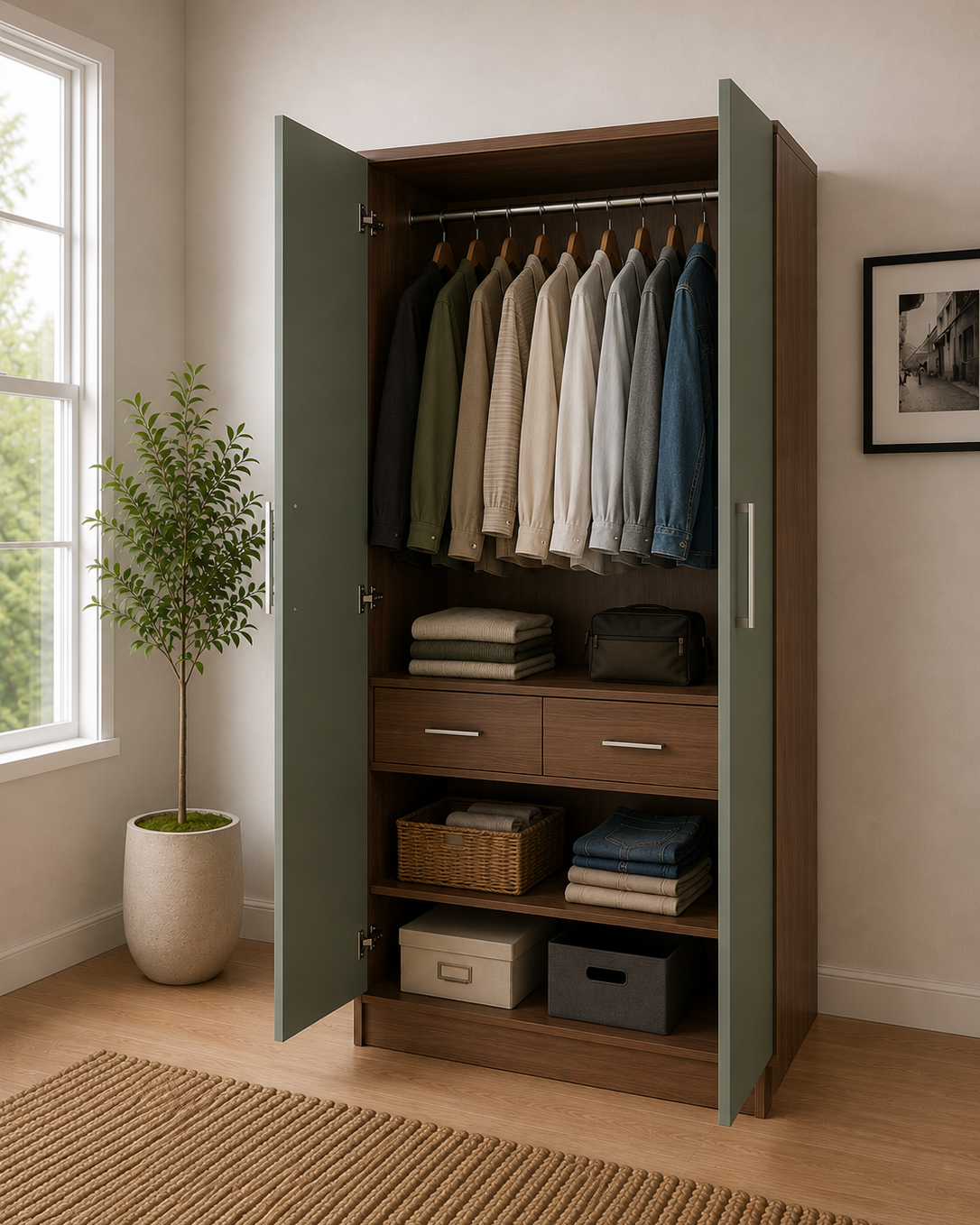 Sage Green 2 Door Wardrobe