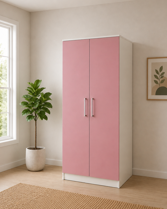 Pink and White 2 Door Wardrobe