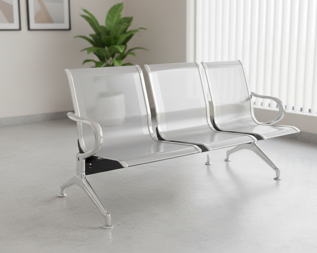 Silver Plated Durable 3 Seater Waiting Chair SWC 228