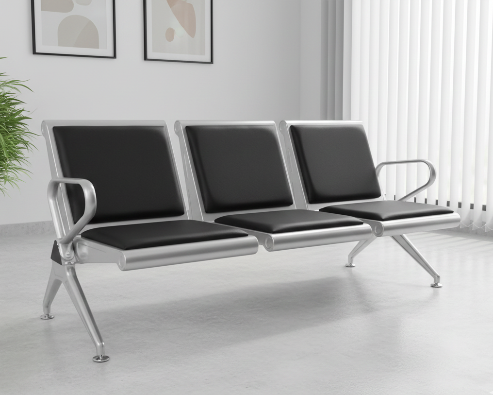 3 Seater Waiting Chair with Black Seat SWC 255