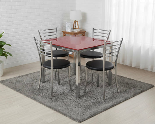 Stainless Steel Dining Table with Glass Top SMT 320 / 130