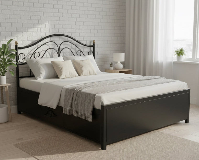 Metal Double Bed with Storage Box SMB 101