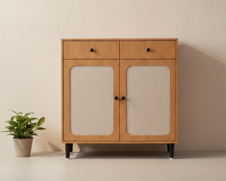Wooden Shoe Rack with Drawers