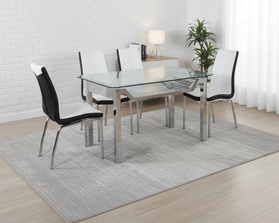 Stainless Steel Dining Table with Glass Top SMT 301 / 104