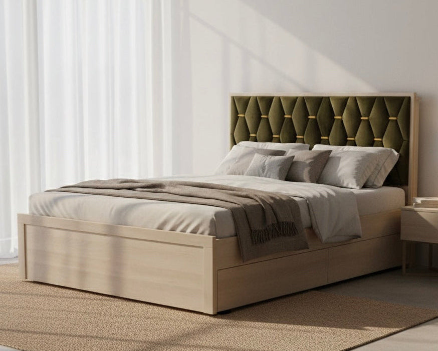 Wooden Double Bed with Metal Frame SMB 752