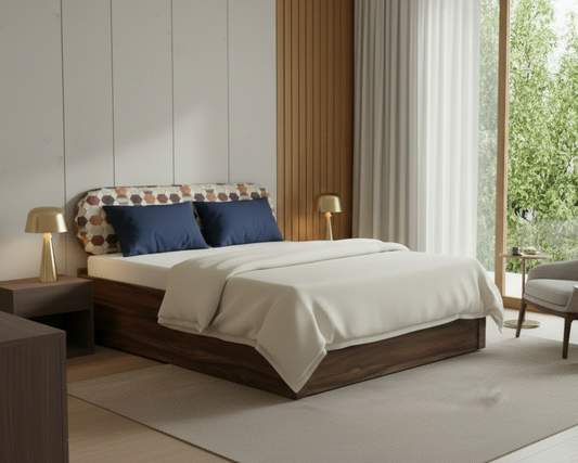 Wooden Double Bed with Metal Frame SMB 199