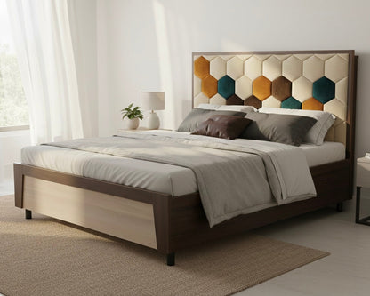 Wooden Double Bed with Metal Frame SMB 751