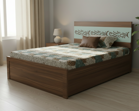 Wooden Double Bed with Metal Frame SMB 756
