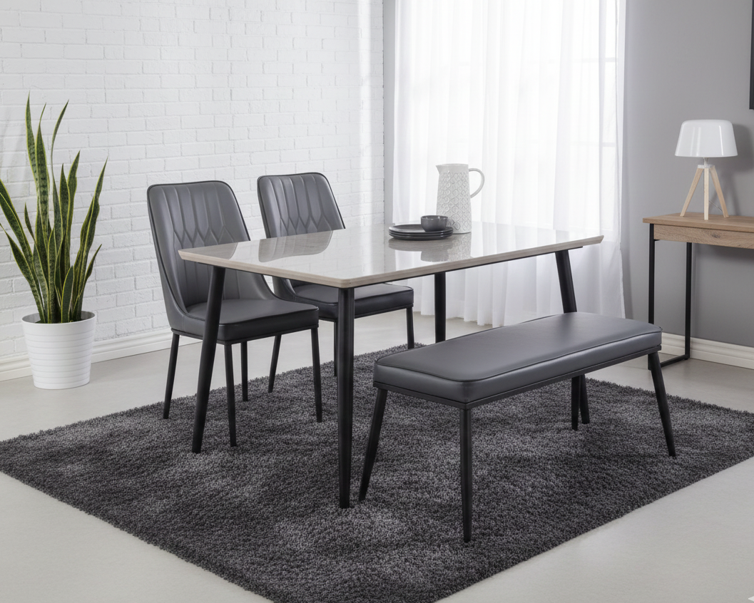 MS Dining Table with Marble Top and Bench SMT 325 / 280