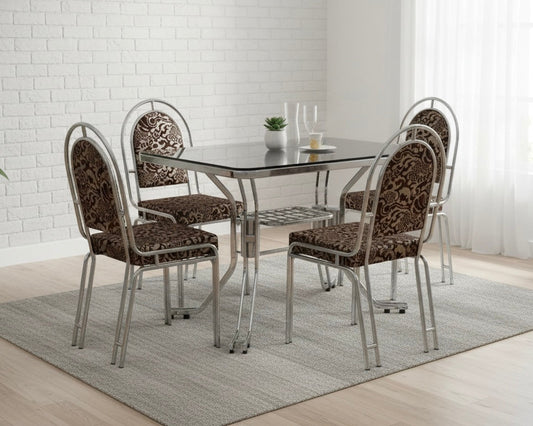 Stainless Steel Dining Table with Glass Top SMT 311