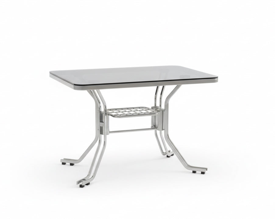 Stainless Steel Dining Table with Glass Top SMT 311