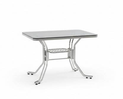 Stainless Steel Dining Table with Glass Top SMT 311