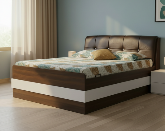 Wooden Double Bed with Metal Frame SMB 755