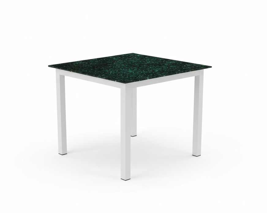 Metal Square Dining Table Set SMT with Marble Finish 319