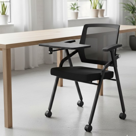Folding Chair with Writing Pad and Wheels