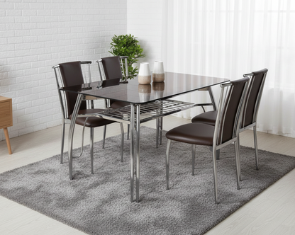 Stainless Steel Dining Table with Glass Top SMT 302 / 79