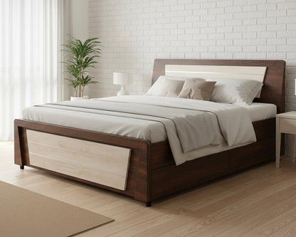 Wooden Double Bed with Metal Frame SMB 198