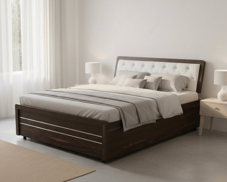 Wooden Double Bed with Metal Frame SMB 195