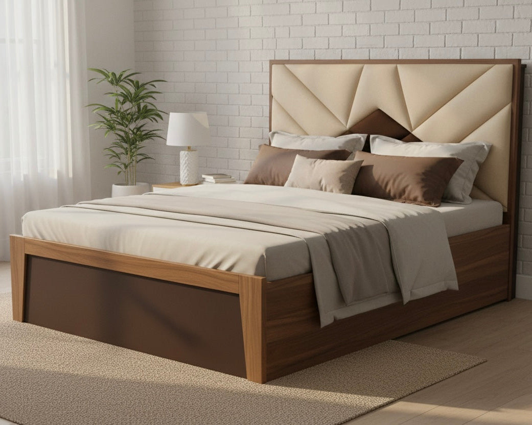 Wooden Double Bed with Metal Frame SMB 753