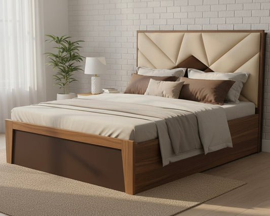 Wooden Double Bed with Metal Frame SMB 753