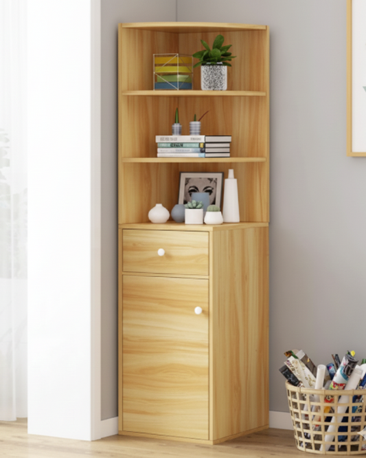Wooden Multipurpose Corner Display Cabinet with Drawer Storage SM 559