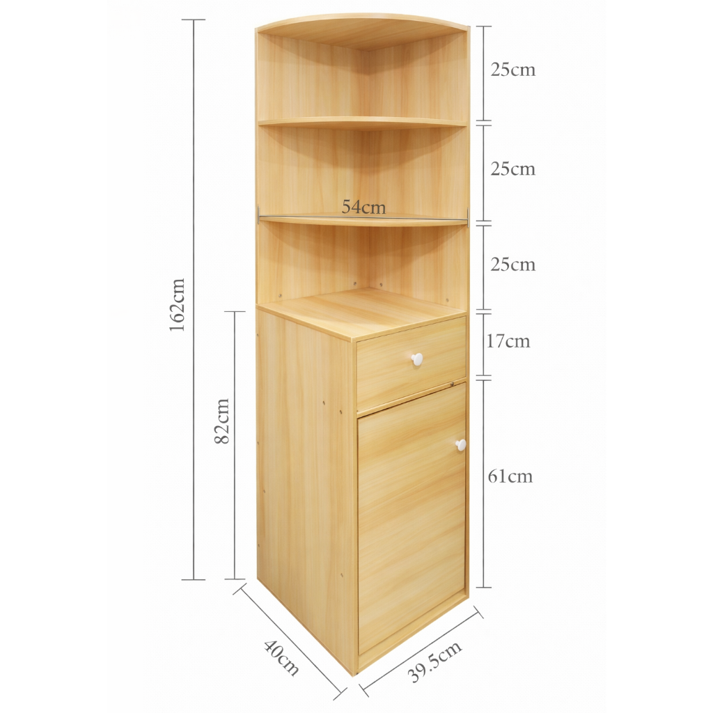 Wooden Multipurpose Corner Display Cabinet with Drawer Storage SM 559