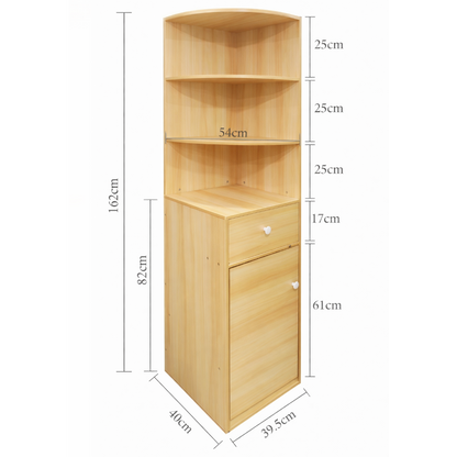 Wooden Multipurpose Corner Display Cabinet with Drawer Storage SM 559