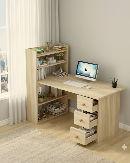 Modern Computer Desk with Storage Shelves & Drawers SMT 13