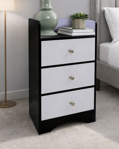 Modern Bedside Table with 3 Drawers SMT 23 (Black)
