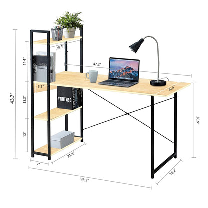 Computer Desk with Built-In Bookshelf & Storage Shelves SMT 25