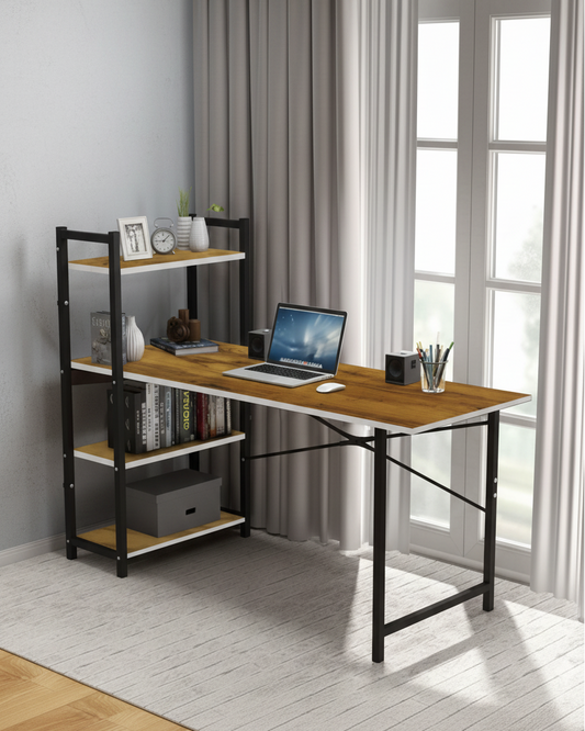 Computer Desk with Built-In Bookshelf & Storage Shelves SMT 25