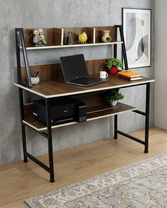 Modern Home Study Desk with Open Shelves & Storage - SMT 47