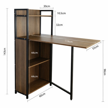 Space-Saving Foldable Dining Table with Storage Shelves SMT 52